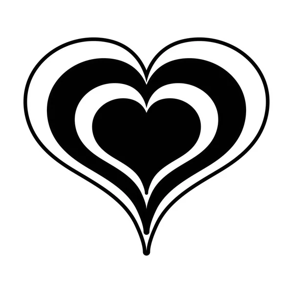 Контур Красоты Сердца Романтическое Украшение Дизайн Векторной Иллюстрации — стоковый вектор