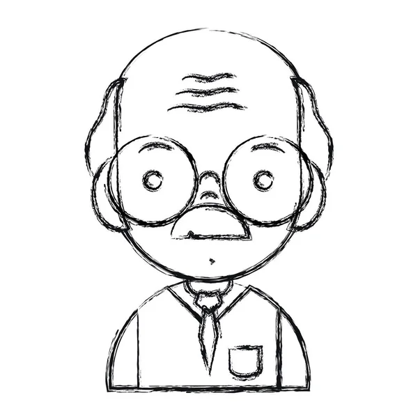 Figura Viejo Hombre Profesor Con Gafas Uniforme Ropa Vector Ilustración — Archivo Imágenes Vectoriales