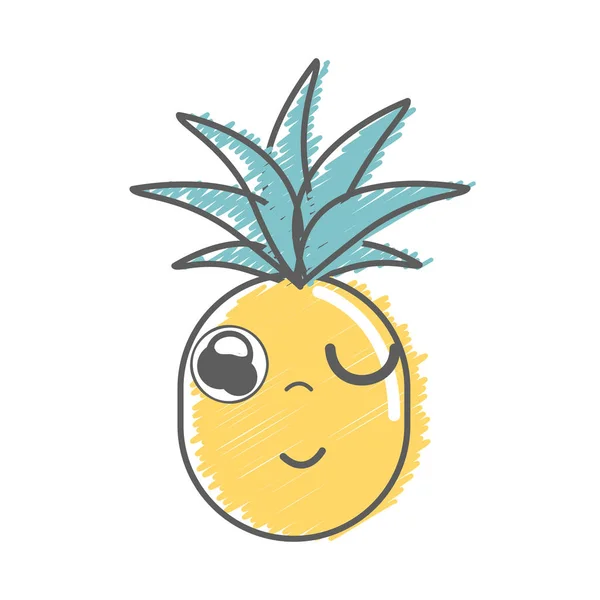 Kawaii Mignon Ananas Drôle Légume Illustration Vectorielle — Image vectorielle