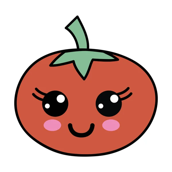 Kawaii Cute Happy Tomato Vegetable Vector Illustration - Stok Vektor