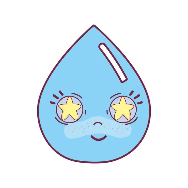 Kawaii Bello Felice Goccia Acqua Disegno Illustrazione Vettoriale — Vettoriale Stock