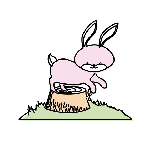 ボレの木ツリーのベクトル図でかわいいウサギ動物 — ストックベクタ
