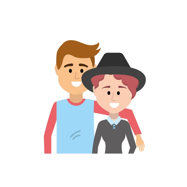 Couple Together Casual Clothes Vector Illustration Design — Stock Vector