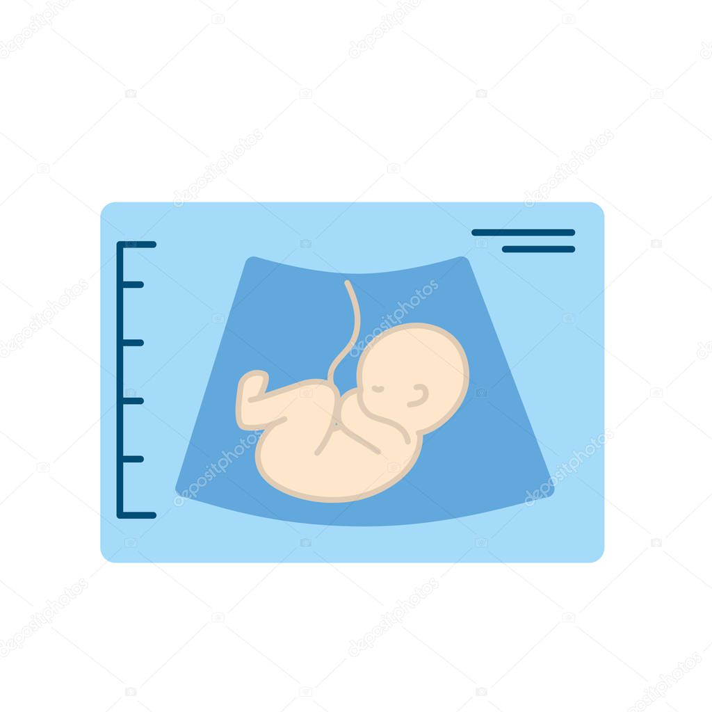 ultrasound of baby with umbilical cord vector illustration