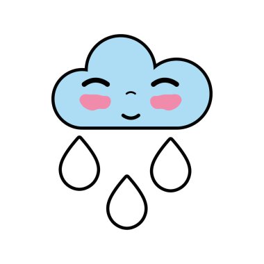 vektör çizim yağmur kawaii güzel mutlu bulut