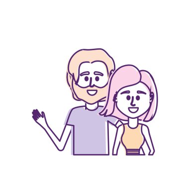 Çift birlikte rahat kıyafetler vektör çizim tasarım