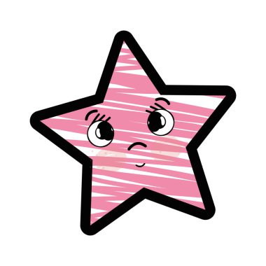 Kawaii şaşırmış ve sevimli yıldızı tasarlamak vektör çizim