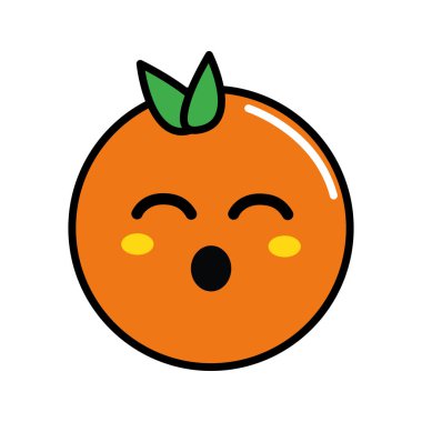 Kawaii şirin komik turuncu meyve, vektör çizim