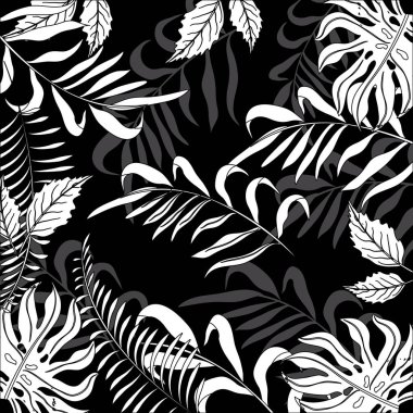 Çiçek desenli arka planda siyah beyaz vektör çizim grafik dsign