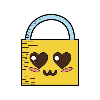 Kawaii şirin ihale asma kilit öğesi vektör çizim