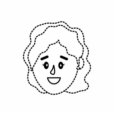 Şekil avatar kadın baş saç modeli tasarım vektör çizim ile noktalı