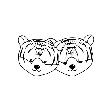 hayvan çift birlikte vektör çizim satırı sevimli kaplan baş