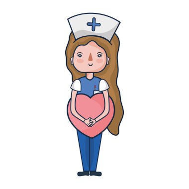 Bu eller vektör çizim kalp ile profesyonel hemşire