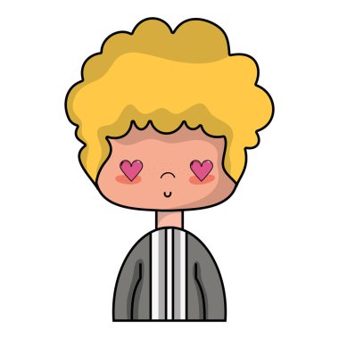 şık takım elbise ve kalp gözleri vektör illusration güzel çocuk