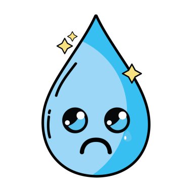 Kawaii şirin ağlayan su damla vektör çizim