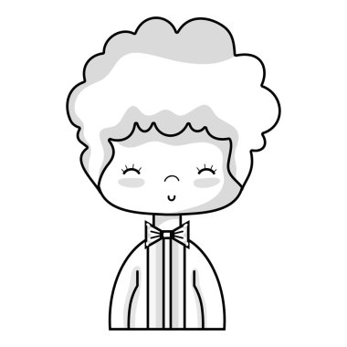 şık takım elbise ve saç tasarım vektör illusration bir satır güzel çocuk