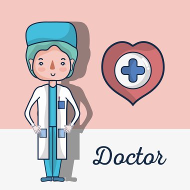 uzman doktor kalp ve çapraz vektör illusration içinde
