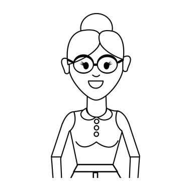 siluet yaşlı kadın saç modeli ve rahat bez, vektör çizim ile