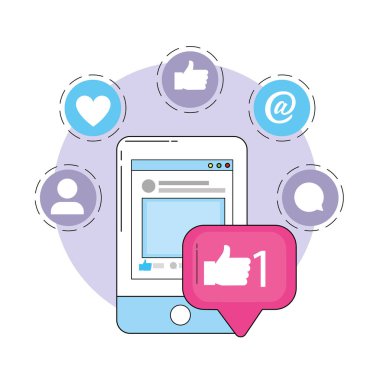 Smartphone Web sitesi ve sosyal sohbet mesaj vektör çizim