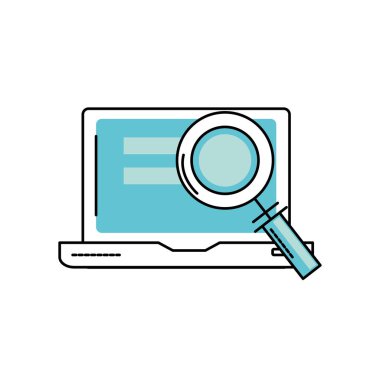 dizüstü bilgisayar teknolojisi bilgi büyüteç vektör çizim ile