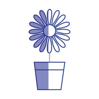 siluet saksı vektör çizim içinde yaprakları ile ayçiçeği