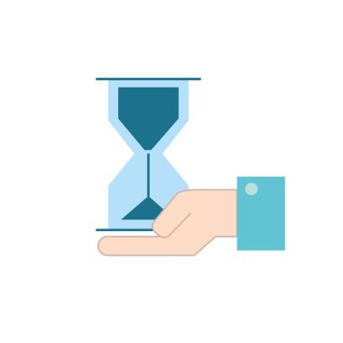 palm el vektör çizim nesnesinde housglass ile işadamı