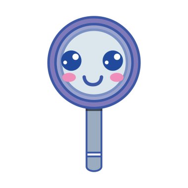 Kawaii şirin mutlu Büyüteç vektör çizim