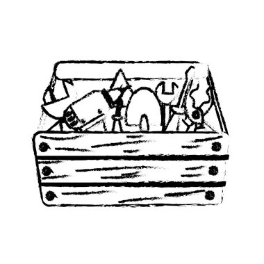 Şekil aracı kutusu sanayi onarım vektör çizim için ekipman ile