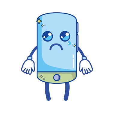 Kawaii şirin smartphone teknoloji vektör illustation ağlıyor