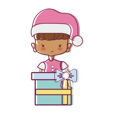 Kız Giysi ve Noel mevcut hediye vektör çizim