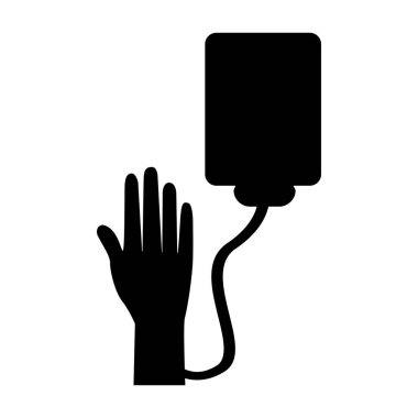 siyah kontur el kanı insanlara, vektör çizim yardım etmek için bağış