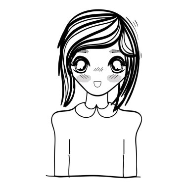 Anime güzel sürpriz kadın, vektör çizim tasarım