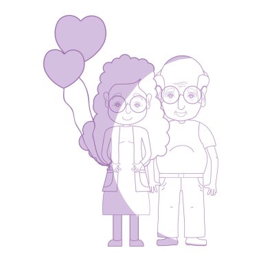 siluet eski coupe insanlar gözlük ve saç modeli ile illüstrasyon vektör