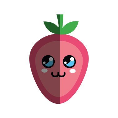 Kawaii güzel düşünme çilek kutsal kişilerin resmi, vektör çizim