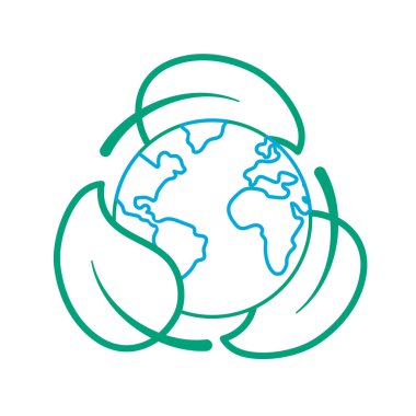 satır dünya gezegen ile ekolojik yaprakları tasarlamak vektör