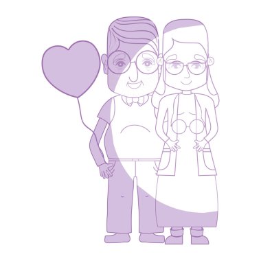 siluet eski coupe insanlar gözlük ve saç modeli ile illüstrasyon vektör