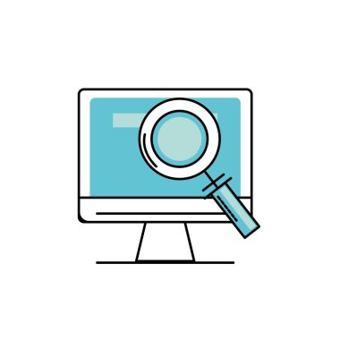 bilgisayar teknolojisi bilgi büyüteç vektör çizim ile