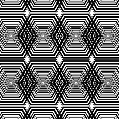 siyah ve beyaz altıgen geometrik desen arka plan, vektör çizim