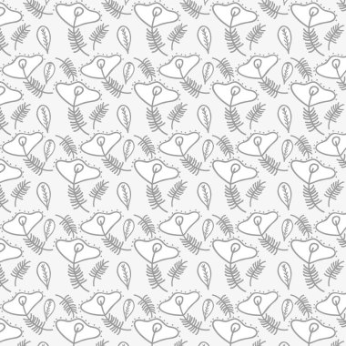 güzel gri çiçek desenli arka plan, vektör çizim