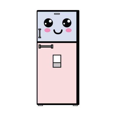 Kawaii şirin mutlu mutfak gereçler vektör çizim