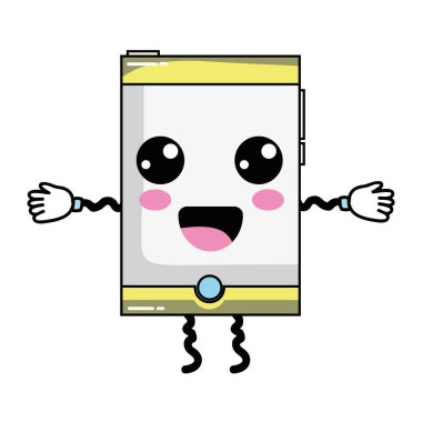 Kawaii şirin mutlu smartphone teknoloji vektör çizim