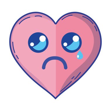 Kawaii şirin ihale kalp aşk vektör çizim