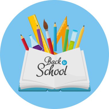 Eğitim defter kalem renkleri ve cetvel vektör çizim ile