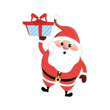 Noel Baba ile uygun Noel ve mevcut hediye vektör illusration