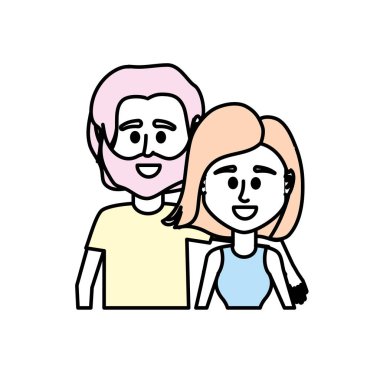 Çift birlikte rahat kıyafetler vektör çizim tasarım