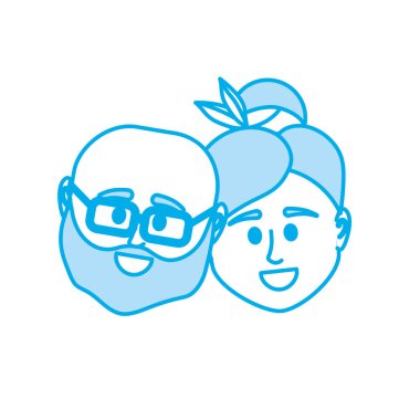 illüstrasyon siluet çift kafa ile birlikte saç modeli tasarım vektör