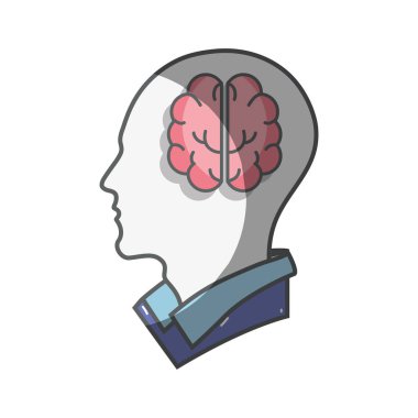 renk siluet kafa beynin içinde vektör çizim ile