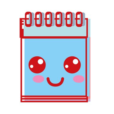 Kawaii şirin mutlu defter araç vektör çizim