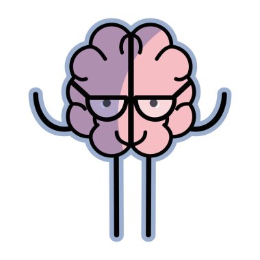 simge çok güzel kawaii beyin gözlüklü, vektör çizim