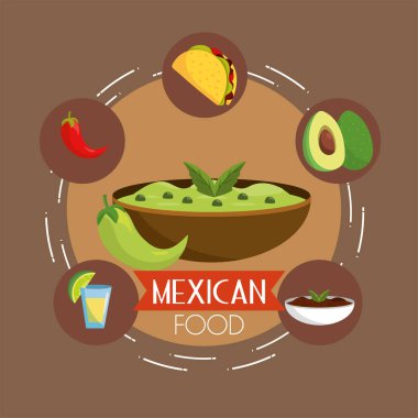 acılı baharatlı sos ve taco yemek vektör çizim ile